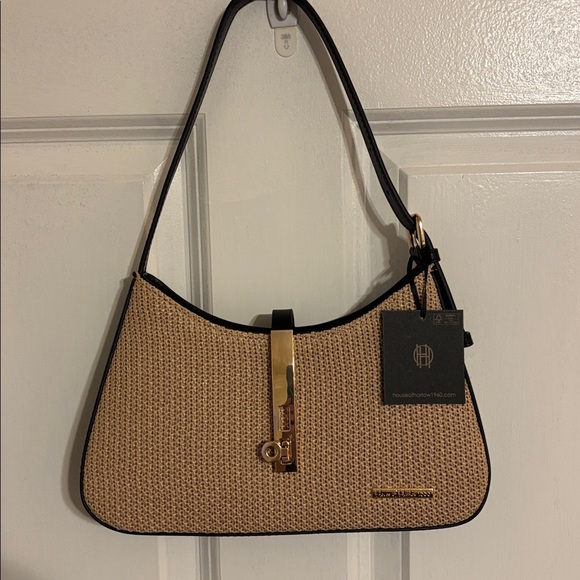 House of Harlow 1960 Beige and Black Woven Shoulder Bag - Picture 2 of 9
